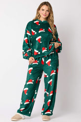 Women’s Santa Christmas Pyjama Set – Cozy Flannel 2-Piece Sleepwear